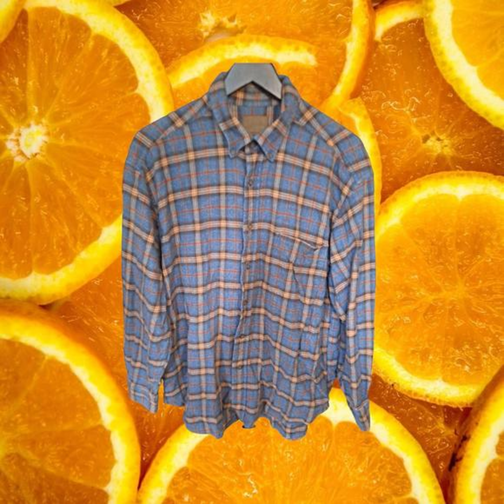St Johns Bay Blue and‎ Orange Flannel Size Large